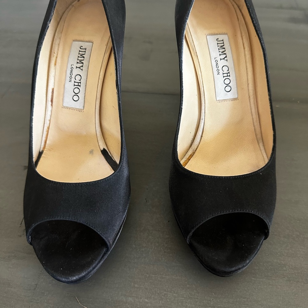 Jimmy Choo Classic Black Peep Toe Heels